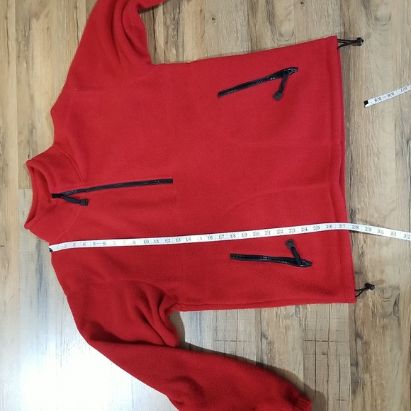 L.L. BEAN FACTORY STORE Red Half Zip Fleece Pullover Jacket - Zippered Pockets - Picture 10 of 11